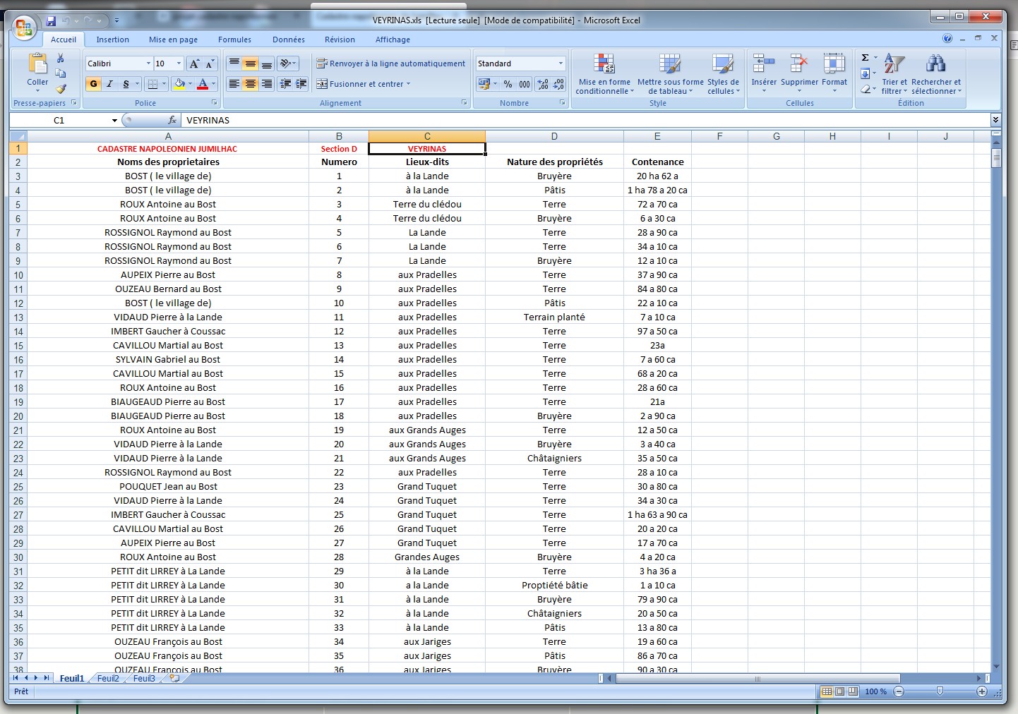 example de fichier matrice