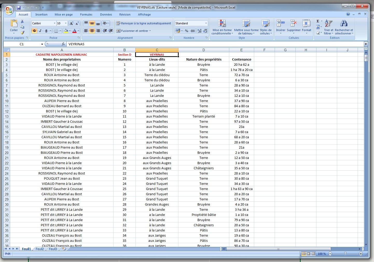 example de fichier matrice